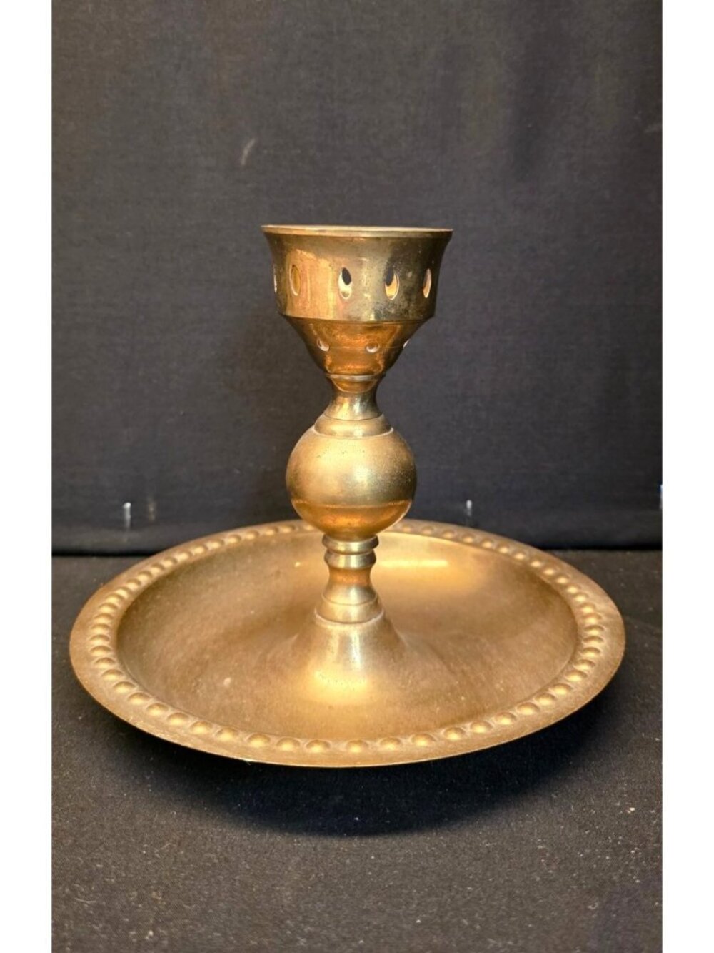 Vintage 6" Brass Chamberstick Candle Holder Made in India